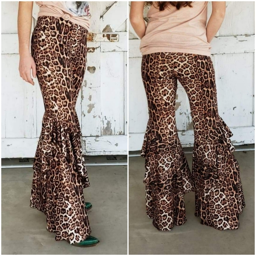 Cheetah print ruffled flares